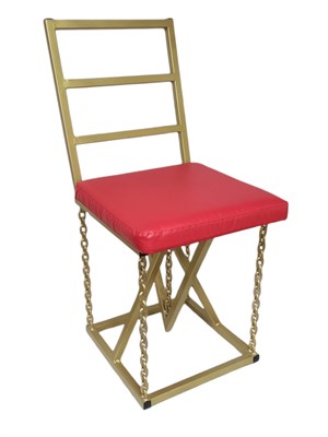 Стул на цепях Лофт с мягким сиденьем, кожа шоколадная, каркас серый металлик 2072-17 - фото 25674