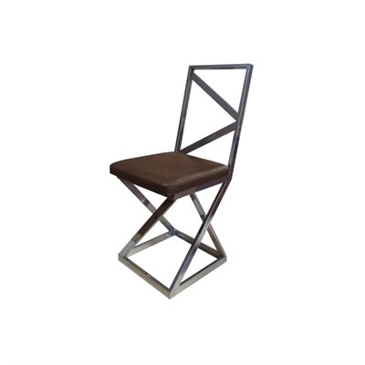 Стул Лофт с мягким сиденьем, кожа шоколадная, каркас серый металлик 1653-5 - фото 25678