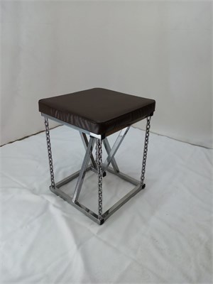 Табурет на цепях Лофт с мягким сиденьем, кожа черная, каркас черный 2074-9 - фото 25736