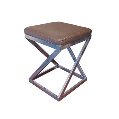 Табурет Лофт с мягким сиденьем, кожа коричневая, каркас серый металлик 1654-2 - фото 25748