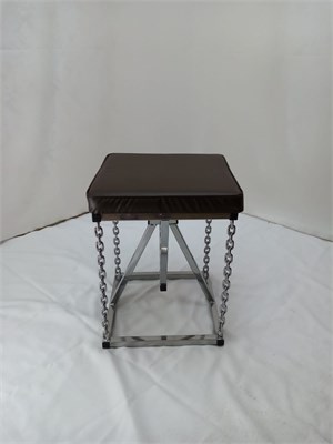 Табурет на цепях Лофт с мягким сиденьем, кожа шоколадная, каркас черный 2074-10 - фото 25752