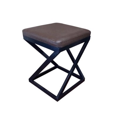Табурет Лофт с мягким сиденьем, кожа шоколадная, каркас черный 1654-13 - фото 25754