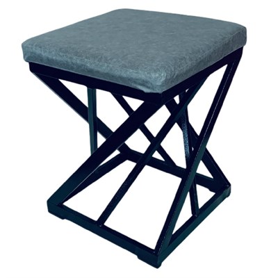 Табурет Лофт Crown с мягким сиденьем, кожа серая, каркас серый металлик 2045-3 - фото 25758