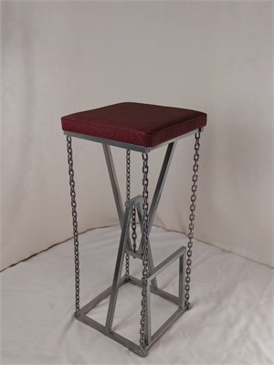 Барный табурет на цепях Лофт с мягким сиденьем, кожа шоколадная, каркас черный (высота сиденья 85 см) 2067-10 - фото 25768