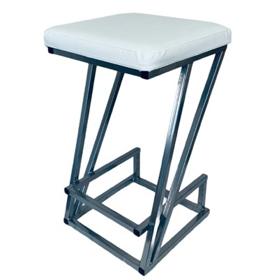 Барный табурет Лофт Nova с мягким сиденьем, (высота сиденья 67 см), кожа белая, каркас черный 2041-1 - фото 25772