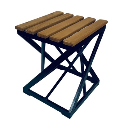 Табурет Лофт Crown с деревянным сиденьем, каркас серый металлик 2044-0 - фото 25774