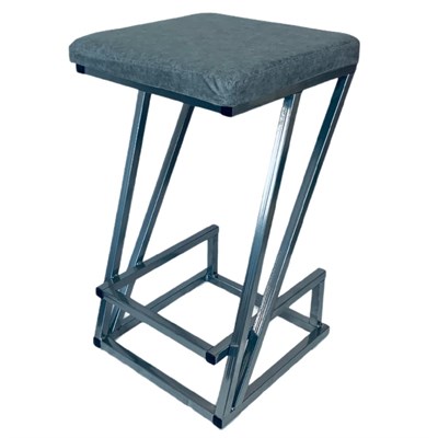 Барный стул без спинки Лофт Nova с мягким сиденьем, (высота сиденья 65 см), кожа серая, каркас черный 2041-8 - фото 25778