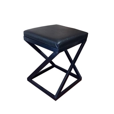 Табурет Лофт с мягким сиденьем, кожа черная, каркас черный 1654-10 - фото 25782