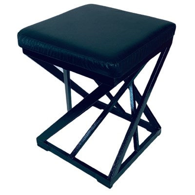 Табурет Лофт Crown с мягким сиденьем, кожа черная, каркас черный 2045-8 - фото 25786