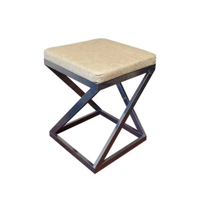 Табурет Лофт с мягким сиденьем, кожа бежевая, каркас серый металлик 1654-1 - фото 25798