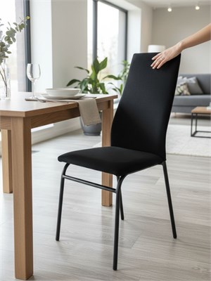 Стул кухонный Волна с мягкой спинкой разборный New Victoria, велюр черный, ножки черные 3347-1 - фото 26003