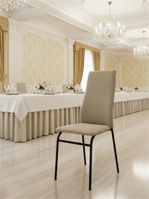 Стул кухонный Волна с мягкой спинкой разборный New Victoria, велюр бежевый, ножки черные 3348-1 - фото 26004