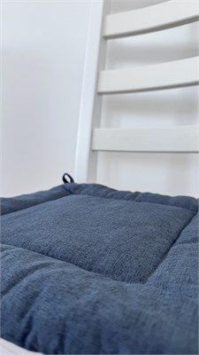 Подушка на стул тонкая New Victoria, на завязках, 40х40 см, ткань рогожка светло-голубая 88700-44 - фото 26024