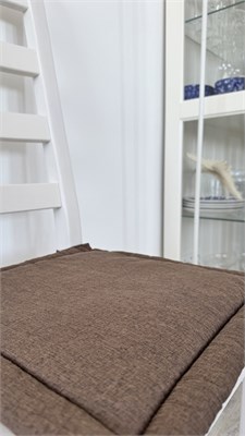 Подушка на стул тонкая New Victoria, на завязках, 40х40 см, рогожка шоколадная 88700-3 - фото 26030