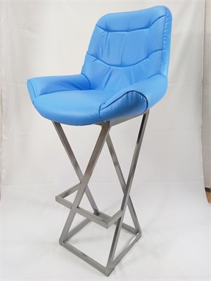 Барный стул Лофт Grand, кожа голубая, каркас серый металлик (высота сиденья 87 см) 838891060 - фото 26156