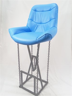 Барный стул на цепях Лофт Grand, кожа голубая, каркас серый металлик (высота сиденья 87 см) 839035549 - фото 26273