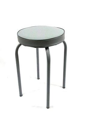 Табурет Булат Мягкий, 4 шт, кожа серая, ножки титан 1956686197 - фото 26354