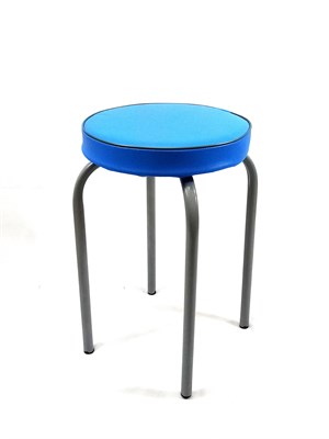 Табурет Булат Мягкий, 4 шт, кожа синяя, ножки титан. 847370934 - фото 26362