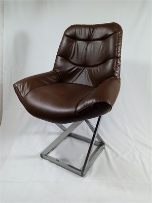 Кресло Лофт Grand, кожа шоколадная, каркас серый металлик 884522791 - фото 26387