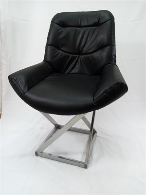 Кресло Лофт Grand, кожа черная, каркас серый металлик 884524040 - фото 26401