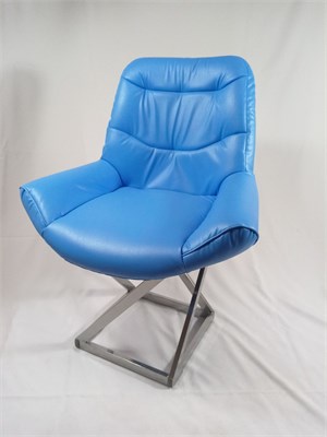 Кресло Лофт Grand, кожа голубая, каркас серый металлик 884524160 - фото 26445