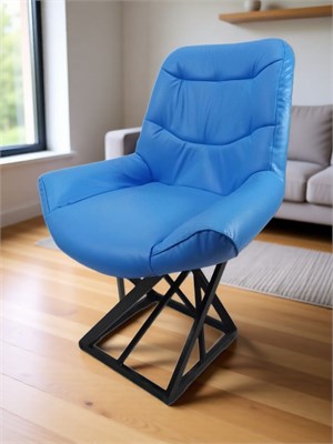 Кресло Лофт Crown Grand, кожа голубая, каркас черный (высота сиденья 48 см) 884524104 - фото 26474