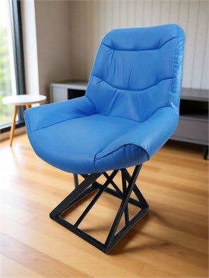 Кресло Лофт Crown Grand, кожа голубая, каркас серый металлик (высота сиденья 48 см) 884523009 - фото 26486