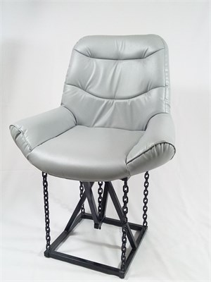 Кресло на цепях Лофт Grand, кожа серая, каркас черный (высота сиденья 48 см) 884525069 - фото 26662