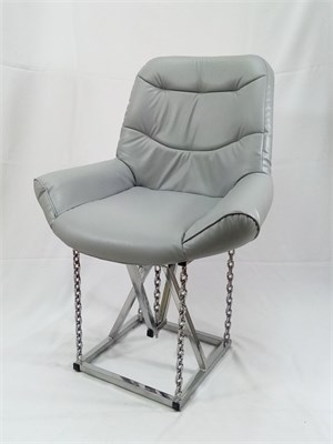 Кресло на цепях Лофт Grand, кожа серая, каркас серый металлик 884525162 - фото 26675