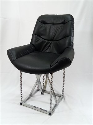 Кресло на цепях Лофт Grand, кожа черная, каркас серый металлик (высота сиденья 48 см) 884524950 - фото 26688