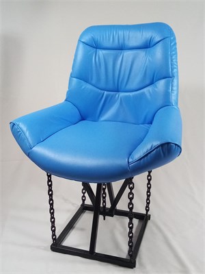 Кресло на цепях Лофт Grand, кожа голубая, каркас черный 884524127 - фото 26773