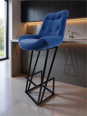 Барный стул Лофт Nova Grand Антикоготь флок синий (морской), каркас черный (высота сиденья 87 см) 1075391401 - фото 26846