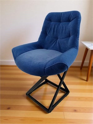 Стул Лофт Grand Антикоготь флок синий (морской), каркас черный (высота сиденья 48 см) 1075391326 - фото 26917