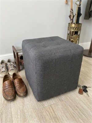 Пуфик мягкий New Victoria, рогожка серая, 40х40х40 см 2000-10 - фото 27869