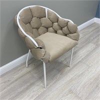 Мягкий стул "Мишлен LS" каркас белый, велюр бежевый 2999-0