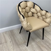 Мягкий стул "Мишлен LS" каркас черный, кожа бежевая 2998-1