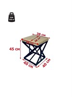 Табурет Лофт Crown с мягким сиденьем, ткань индиго, каркас хром (серебристый металлик), (высота сиденья 45 см) 2045-20