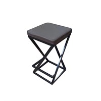 Полубарный табурет Лофт с мягким сиденьем, ткань шоколадная, каркас черный 4000-30