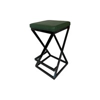 Полубарный табурет Лофт с мягким сиденьем, ткань серая, каркас черный 4000-29