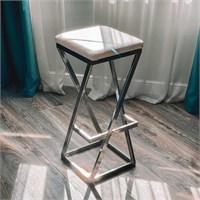 Полубарный табурет Лофт с мягким сиденьем, ткань бежевая, каркас черный 4000-28