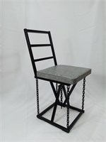 Стул на цепях Лофт с мягким сиденьем, ткань серая, каркас черный 2072-29