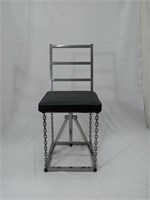 Стул на цепях Лофт с мягким сиденьем, ткань индиго, каркас хром 2072-23