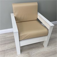 Кресло Каттегат New Victoria, каркас белый, кожа бежевая 30011-10
