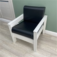 Кресло Каттегат New Victoria, каркас белый, кожа черная 30011-13