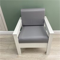 Кресло Каттегат New Victoria, каркас белый, кожа серая 30011-12