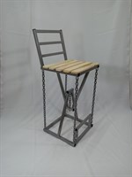 Барный стул на цепях Лофт с деревянным сиденьем