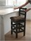 Барный кухонный деревянный стул Кантри черный ЛДСП с подушкой рогожка шоколадная (высота сиденья 65 см) 6500-2ч - фото 25870